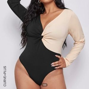 Twist-front body suit (Shein)